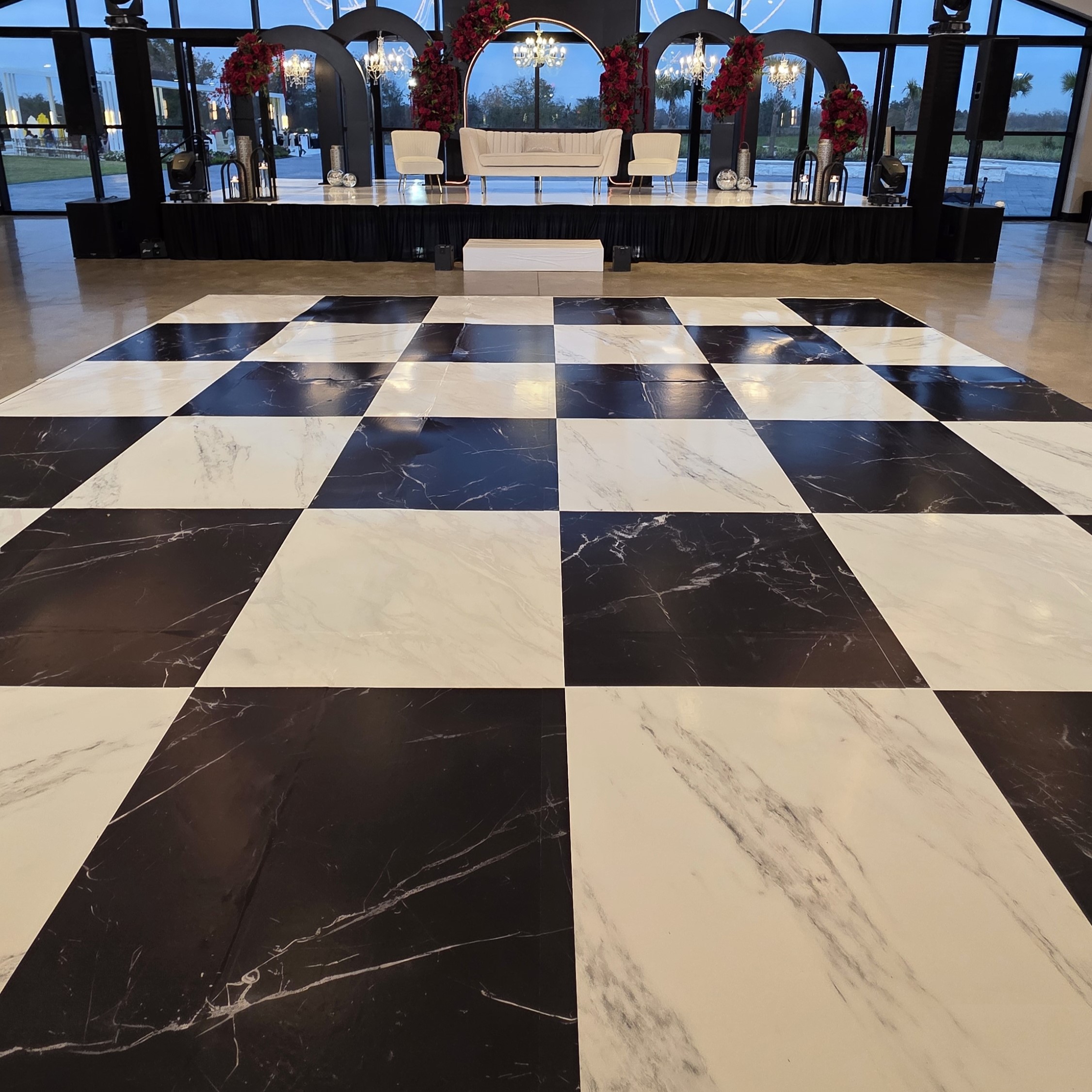 Custom Black and White Marble Vinyl Dancefloor Wrap